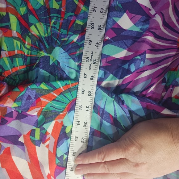 London Times Abstract Print Dress 10‎ Drawstring Waist Tab Sleeve Resort Vacay - Picture 7 of 11